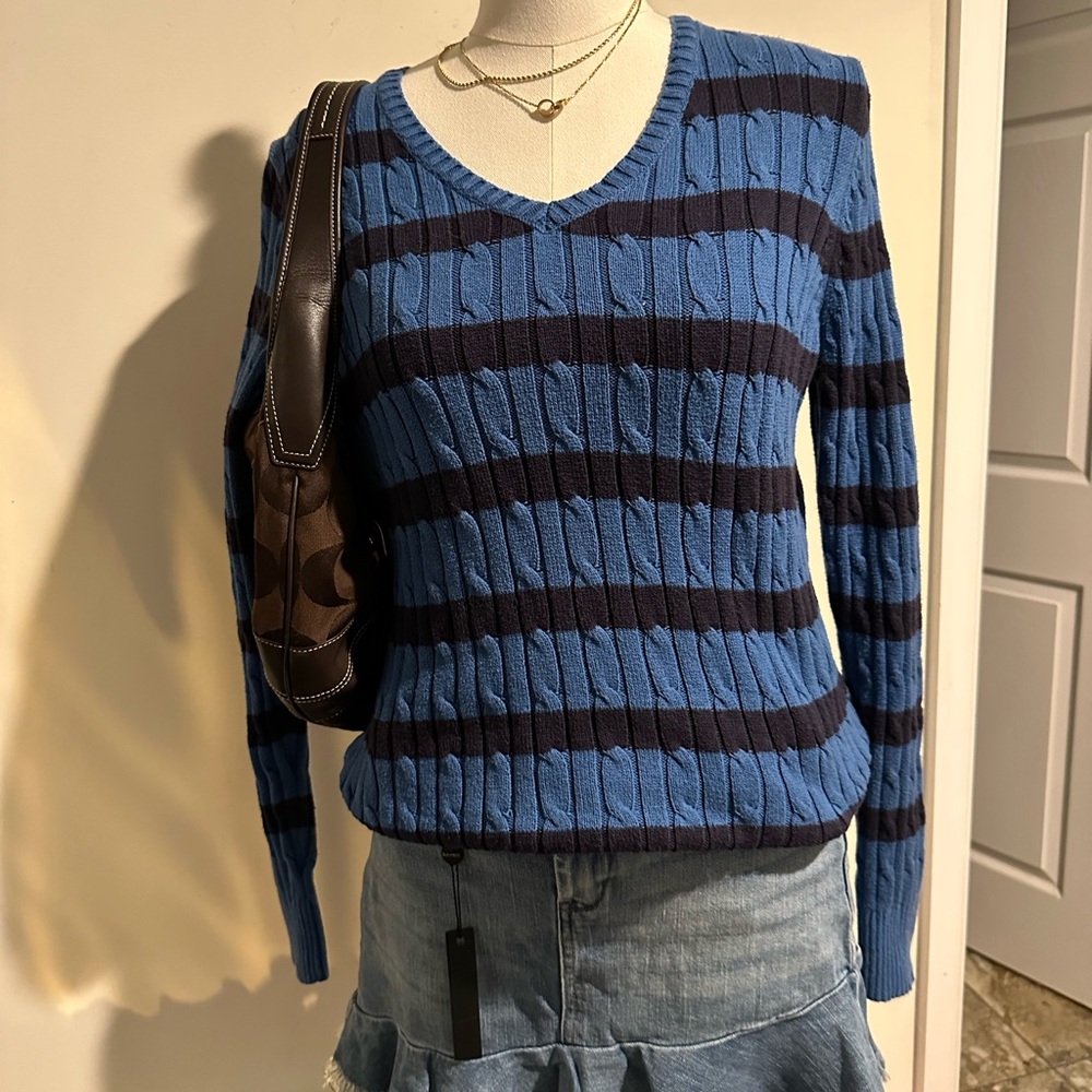 Y2K cable knit stripped sweater